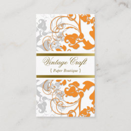 Damask Vintag Floral Blüh Chic Orange Elegante Visitenkarte