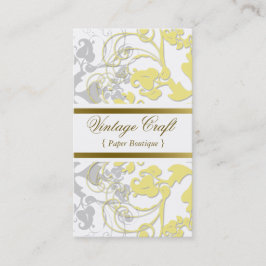 Damask Vintag Floral Blühte Chic Yellow Elegante Visitenkarte