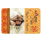Damask Vintag Lace Save the Date Foto Magnet (Horizontal)