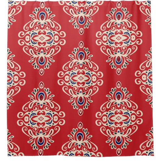 Damask Vintag: Nahtloses Muster Geblüht. Duschvorhang (Vorderseite)