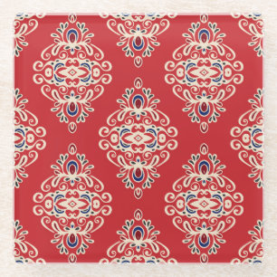 Damask Vintag: Nahtloses Muster Geblüht. Glasuntersetzer