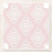 Damask Vintag: Nahtloses Muster Geblüht. Glasuntersetzer (Rückseite)