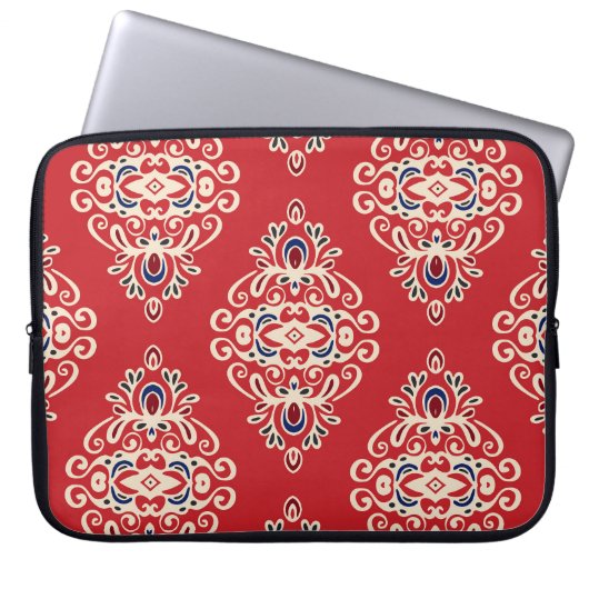 Damask Vintag: Nahtloses Muster Geblüht. Laptopschutzhülle (Vorderseite)