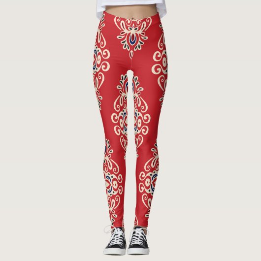 Damask Vintag: Nahtloses Muster Geblüht. Leggings (Vorderseite)