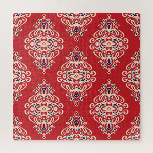Damask Vintag: Nahtloses Muster Geblüht. Puzzle (Vertikal)