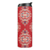 Damask Vintag: Nahtloses Muster Geblüht. Thermosbecher (Nach links gedreht)