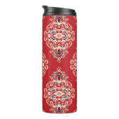 Damask Vintag: Nahtloses Muster Geblüht. Thermosbecher (Nach rechts gedreht)