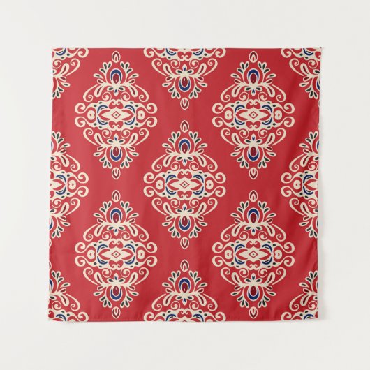 Damask Vintag: Nahtloses Muster Geblüht. Wandteppich (Vorderseite)