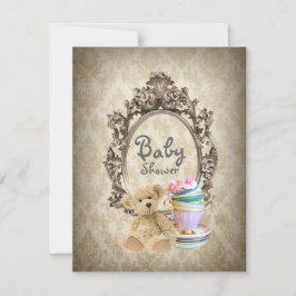 Damask Vintag Teddy Bär Babydusche Einladungen