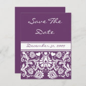 Damask Vintage blumenverheiratete Liebhaber Ankündigungspostkarte (Vorne/Hinten)