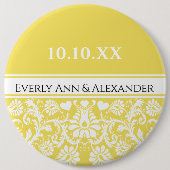 Damask Vintage blumenverheiratete Liebhaber Button (Vorderseite)