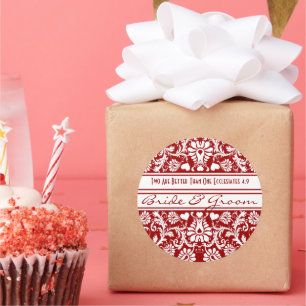 Damask Vintage blumenverheiratete Liebhaber Runder Aufkleber