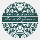 Damask Vintage blumenverheiratete Liebhaber Runder Aufkleber (Vorderseite)