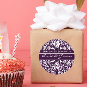 Damask Vintage blumenverheiratete Liebhaber Runder Aufkleber