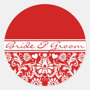 Damask Vintage blumenverheiratete Liebhaber Runder Aufkleber