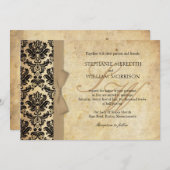 Damask Vintage Elfenbeinbrühe Einladung zur Hochze (Vorne/Hinten)