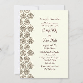 Damask Vintage Wedding Einladung (braun)