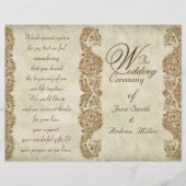 Damask vintage Wedding Program Custom Flyer (Vorderseite)
