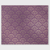 Damask Violet Lila Traubenpflaume Gold Royal Geschenkpapier (Flach)