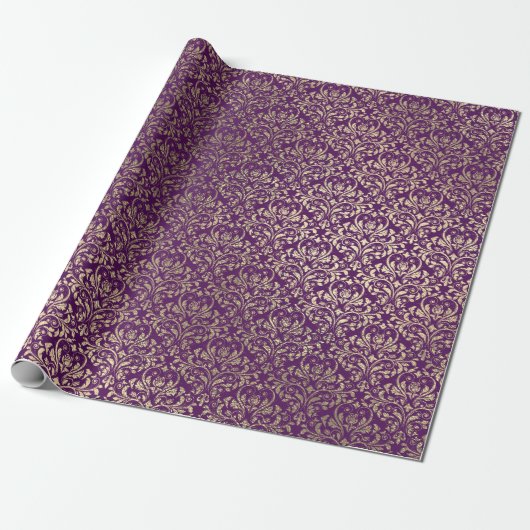 Damask Violet Lila Traubenpflaume Gold Royal Geschenkpapier (Ungerollt)