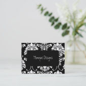 Damask Visitenkarte schwarz und weiß (Stehend Vorderseite)