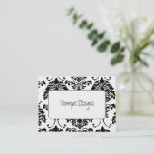 Damask Visitenkarte schwarz und weiß (Stehend Vorderseite)