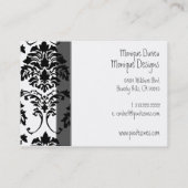 Damask Visitenkarte schwarz und weiß (Rückseite)