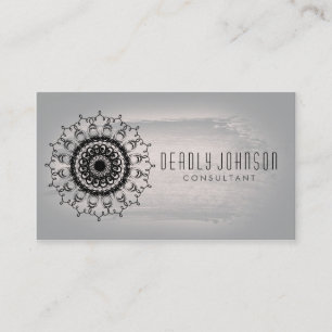 Damask Watercolor Swirl Vintag Grau Visitenkarte
