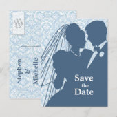 Damask Wedding Couple STD Postkarte (Vorne/Hinten)