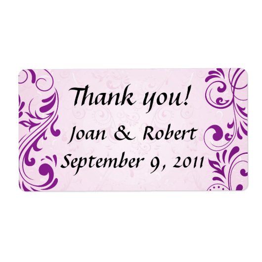 Damask Wedding Danke Labels (Vorne)