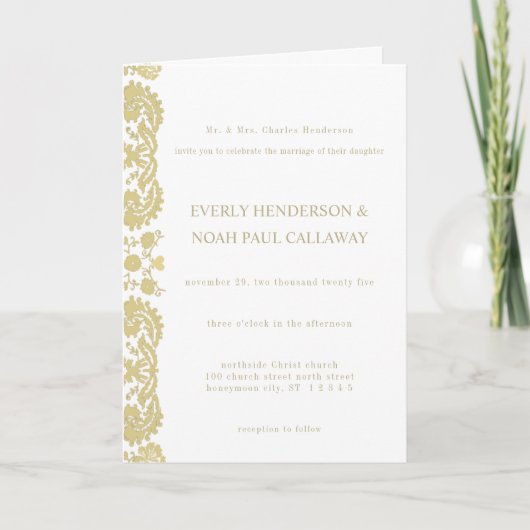Damask Wedding Einladung Cream-Choose BackGround (Vorderseite)