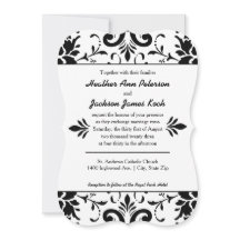 Damask Wedding Einladung formell Schwarz-Weiß