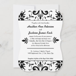 Damask Wedding Einladung formell Schwarz-Weiß