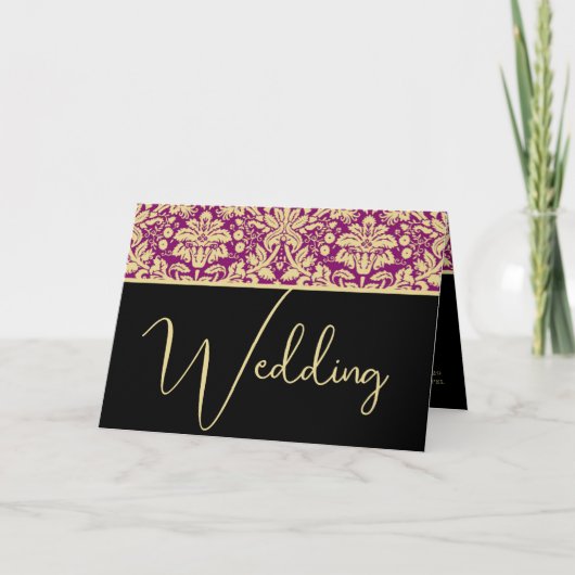 Damask Wedding Einladung Lila Creme (Vorderseite)