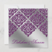 Damask Wedding Einladung Sparkle Silver Lila 2 (Rückseite)