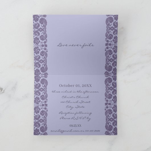 Damask Wedding Einladung - wählen Sie BackGround (Innenseite)