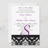 Damask Wedding Einladungen Lila Monogram (Rückseite)