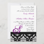 Damask Wedding Einladungen Lila Monogramme (Rückseite)