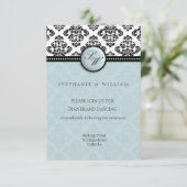 Damask Wedding Empfang Card Einladung (Stehend Vorderseite)
