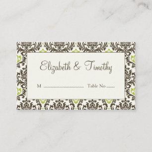 Damask Wedding Empfang Escort Cards Platzkarte