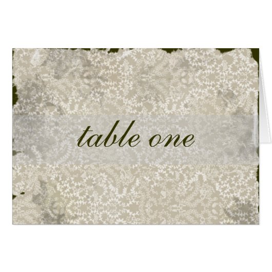 Damask Wedding Empfang Tischkarten, Olivenöl (Vorderseite (Horizontal))