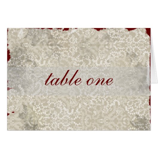 Damask Wedding Empfang Tischkarten, rot (Vorderseite (Horizontal))