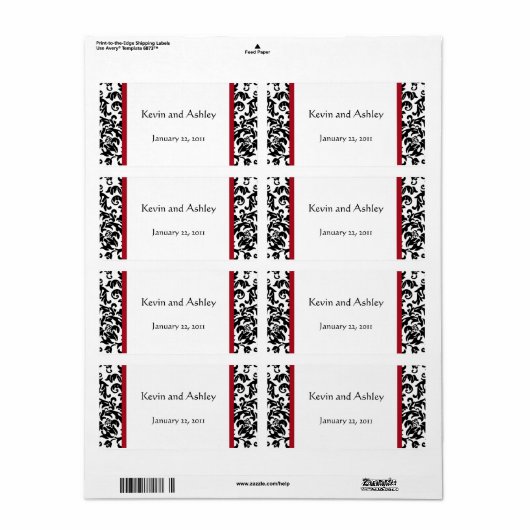 Damask Wedding Favor Labels (Vorne)