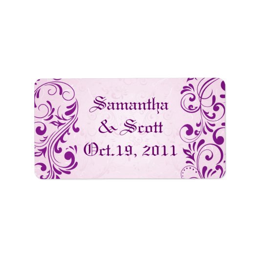 Damask Wedding Favor Labels Adressaufkleber (Vorne)