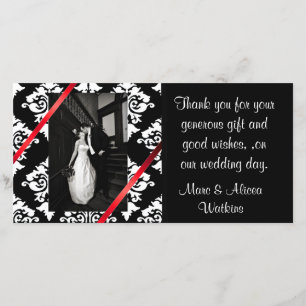 Damask Wedding Foto Danke-Card Dankeskarte
