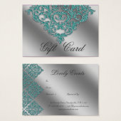 Damask Wedding Gift Registration Card Aquamarin Bl (Vorne & Hinten)