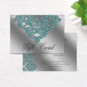 Damask Wedding Gift Registration Card Aquamarin Bl (Schreibtisch)