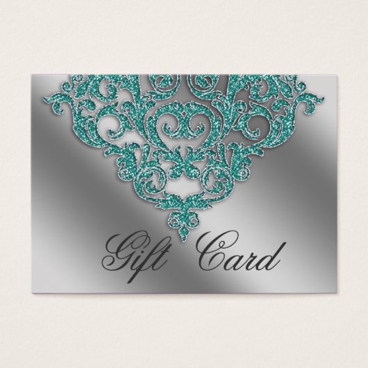 Damask Wedding Gift Registration Card Aquamarin Bl (Vorderseite)