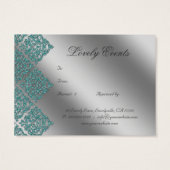 Damask Wedding Gift Registration Card Aquamarin Bl (Rückseite)
