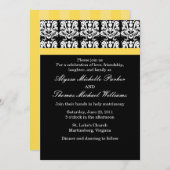 Damask Wedding Invitation (gelb) Einladung (Vorne/Hinten)